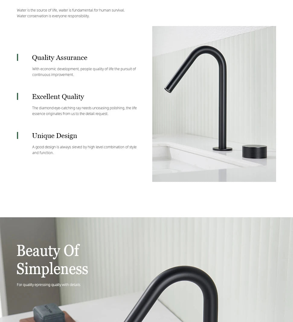 Matte Black Basin Faucet Knurled Knob Sink Tap