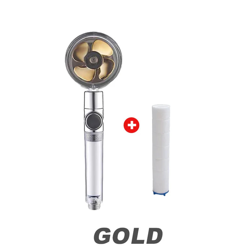 Powerful Pressurized Shower Fan Filter Showerhead One Touch