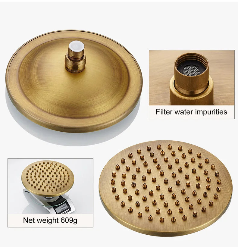 Bathroom Rain Shower Antique Bronze Wall Mounted Bath