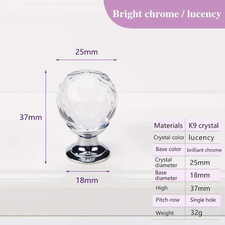 Colorful Crystal Glass Ball Pulls Knobs Wardrobe Door