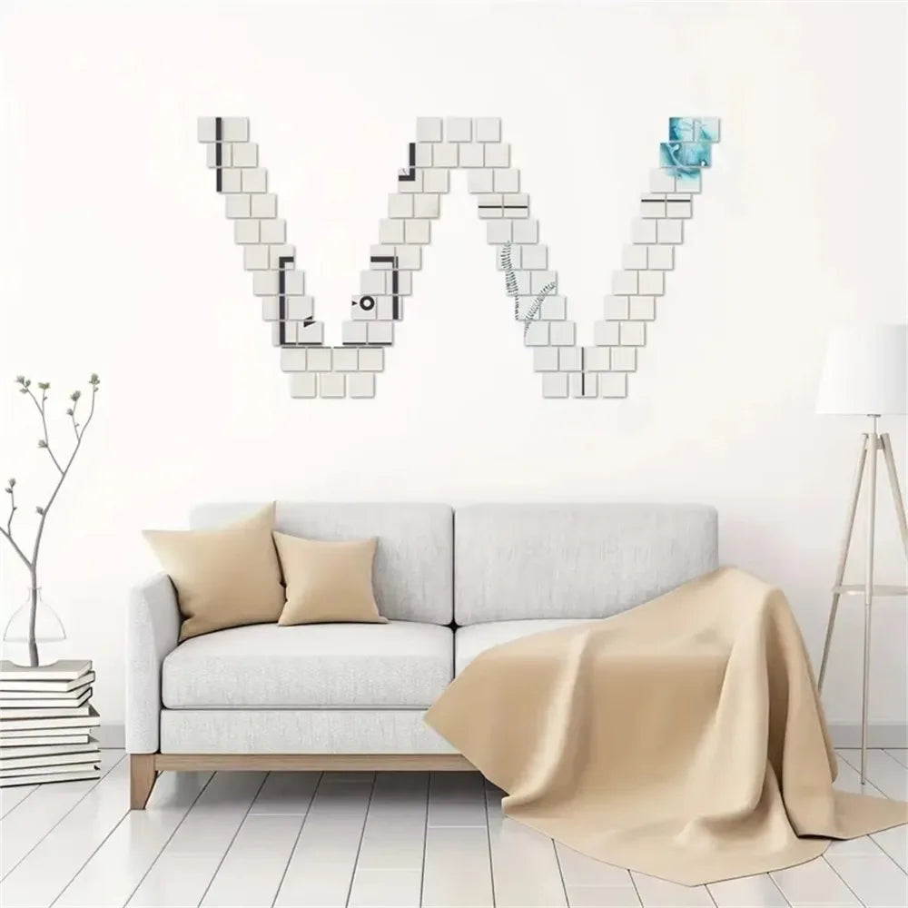 5cm/4cm Mirror Wall Sticker Acrylic Square/Heart 3d Wall