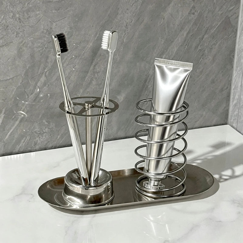Stainless Steel Toothbrush Toothpaste Holder Wall Mounted