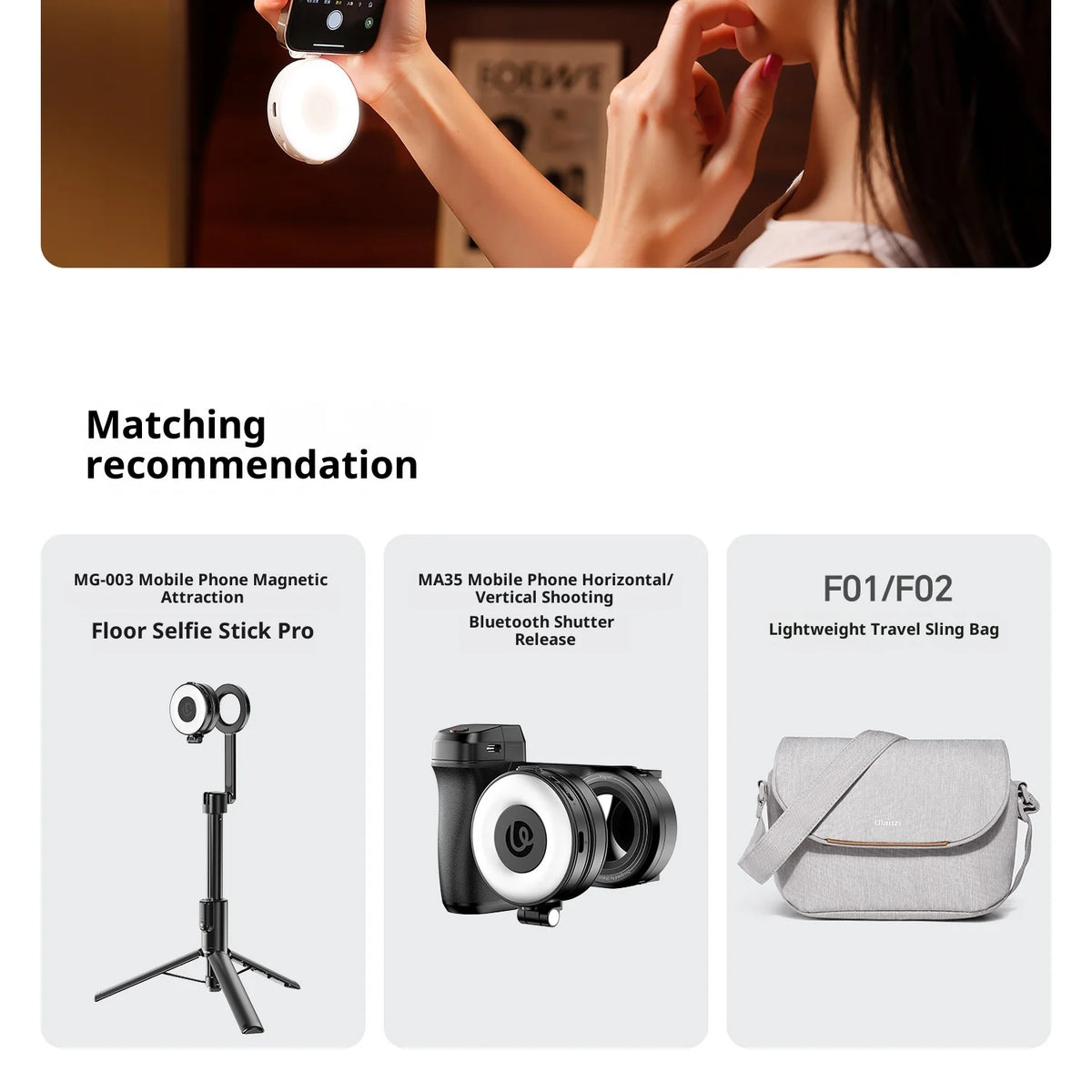Original Ulanzi Lm23 Magnetic Phone Selfie Light Built-In