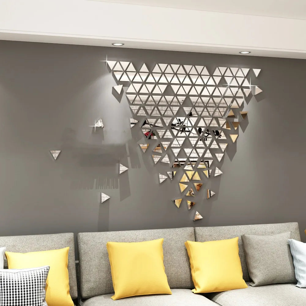 5cm/4cm Mirror Wall Sticker Acrylic Square/Heart 3d Wall