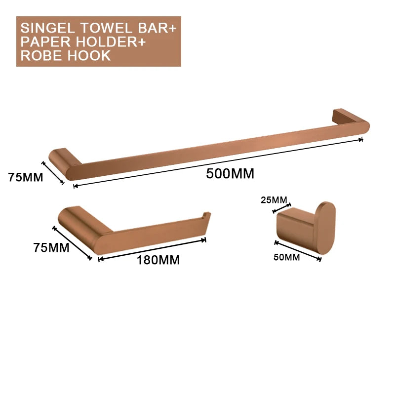 Brushed Rose Gold Toilet Paper Holder Towel Bar