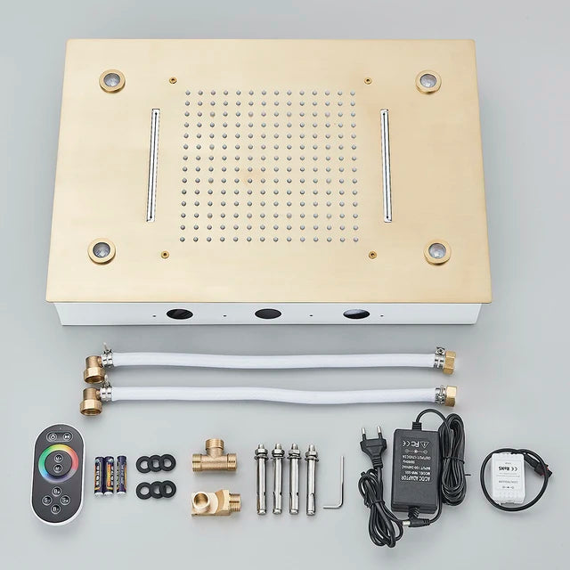 Shinesia Black Thermostat Rainfall Concealed Shower Led Hidden