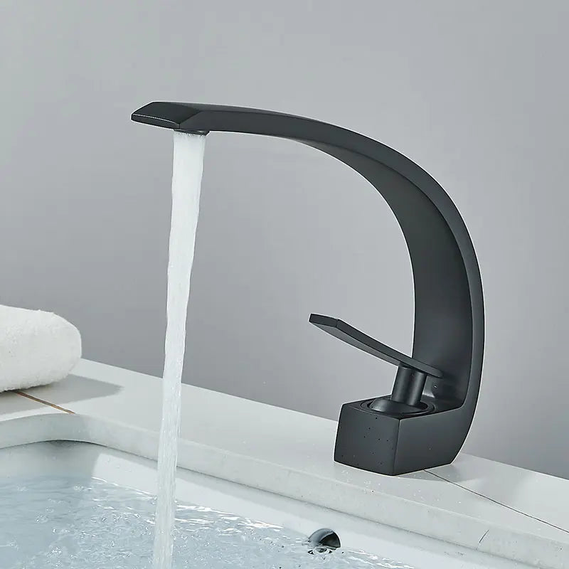 Black Chrome Bathroom Basin Faucet Deck Mount Cold