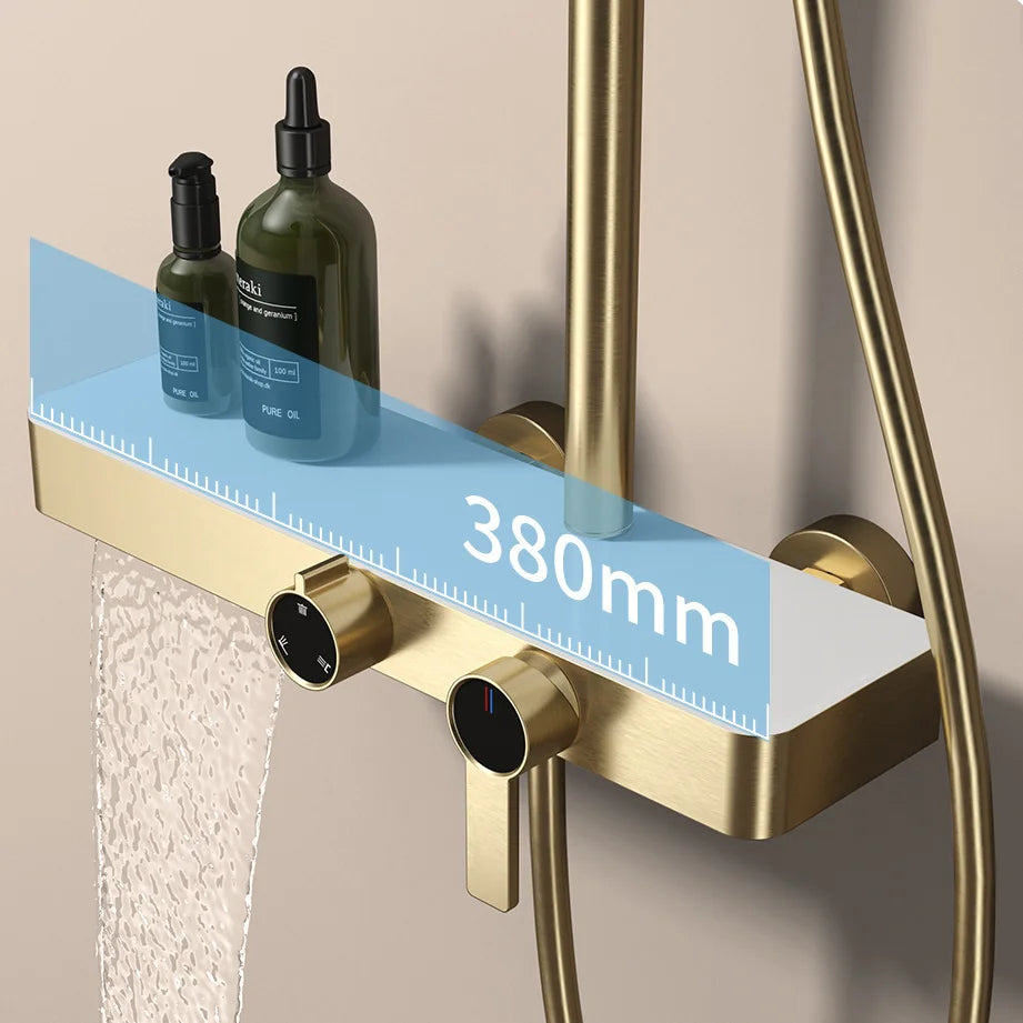 Kemaidi Rose Gold Bathroom Shower Rainfall Cold Control