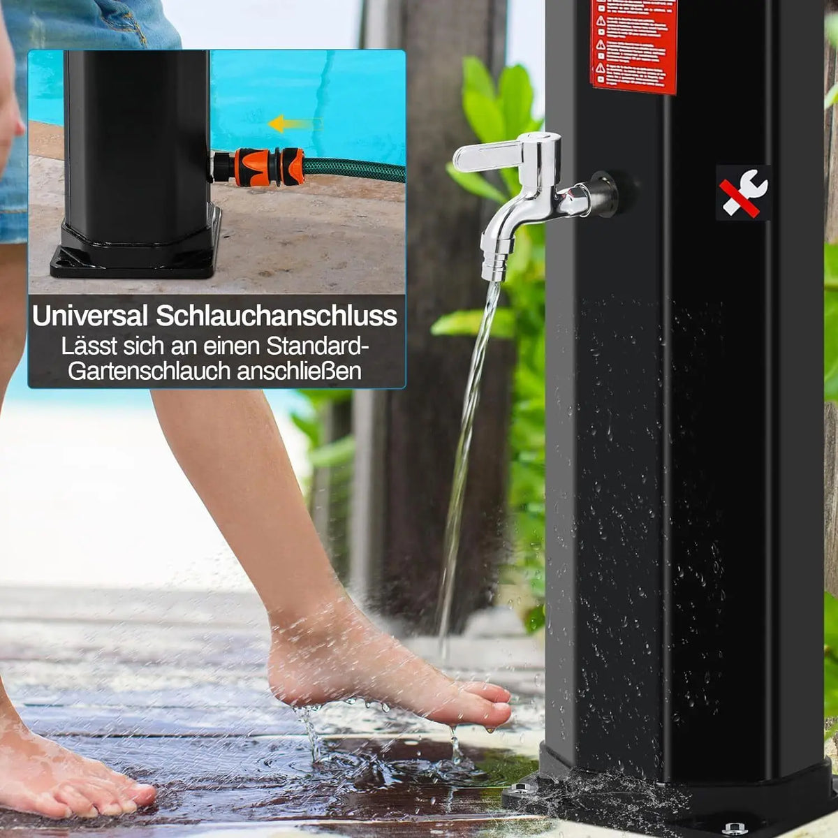 35l/40l/60l Solar Shower Column Panel Garden Beach Waterproof