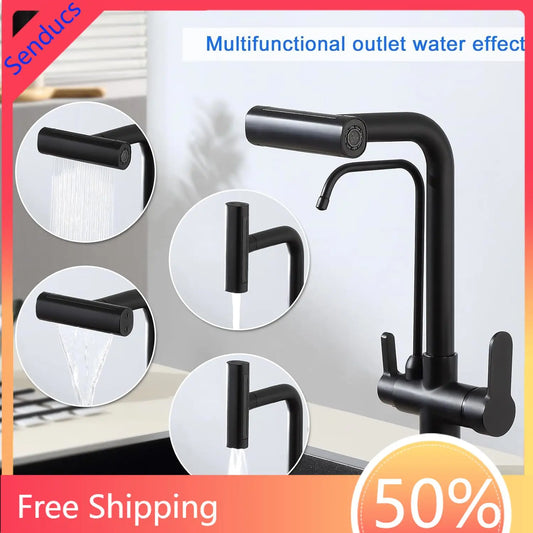Way Pure Water Filter Faucets Black Pull Out