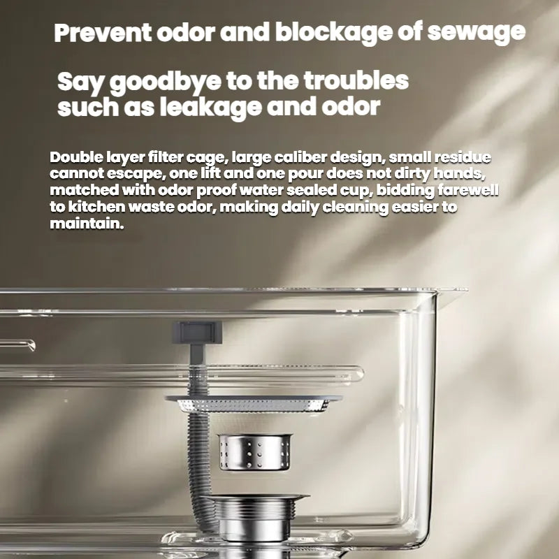 Large Single-Basin Sink Drain Smart Sink Nano-Embossed Slag