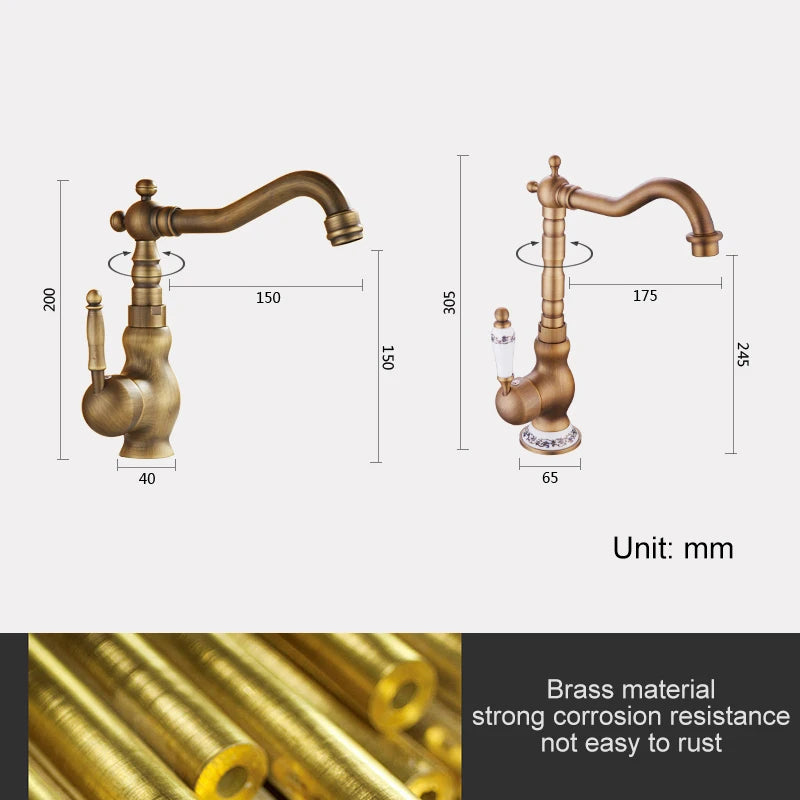 Bathroom Sink Faucet Antique Bronze Vessel Basin Faucet