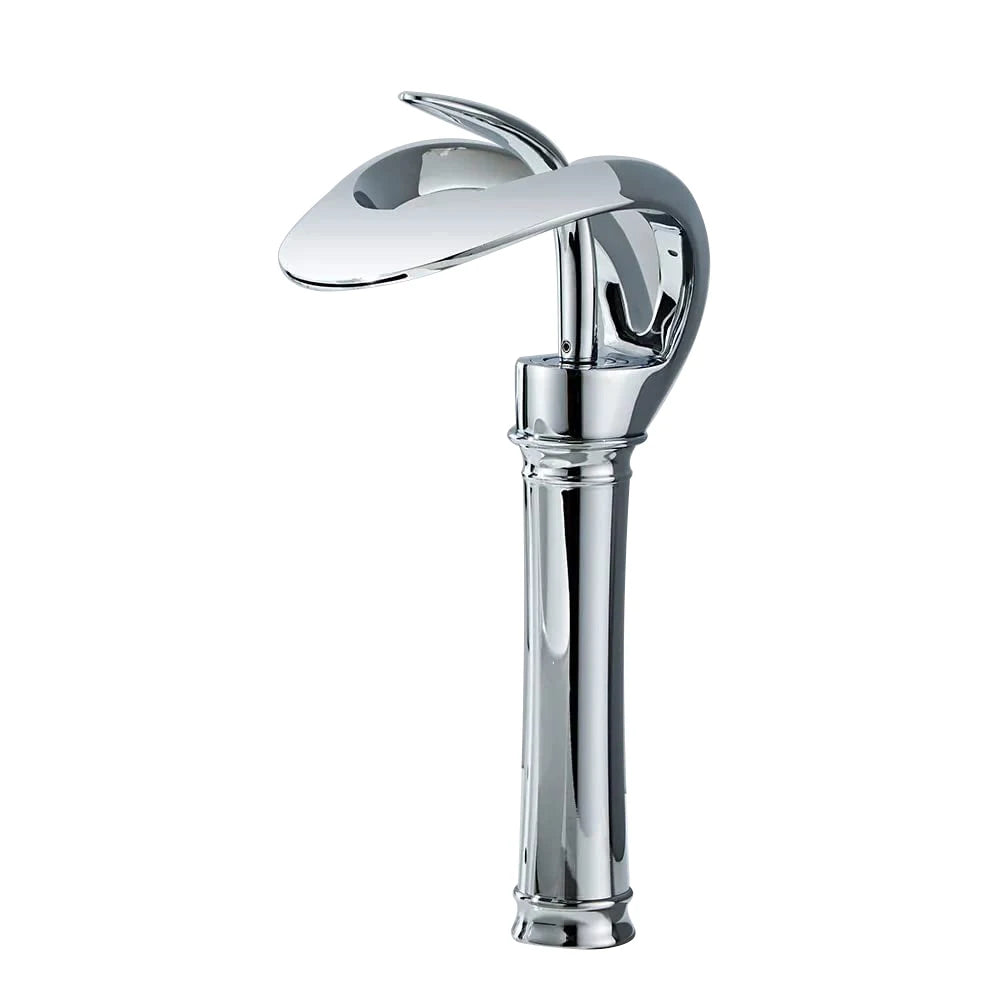 Black Bathroom Basin Taps Handle Waterfall Faucet Solid