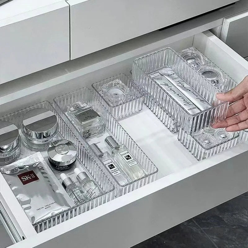 Transparent Modular Drawer Organizer Multi Use Storage Trays
