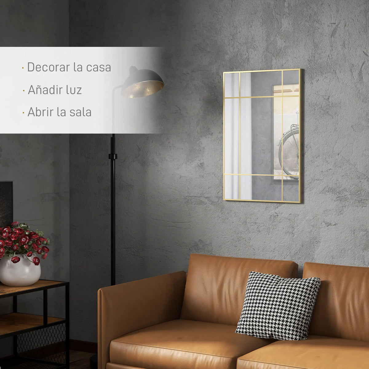 Homcom Rectangular Wall Mirror 90x60 Cm Metal Frame