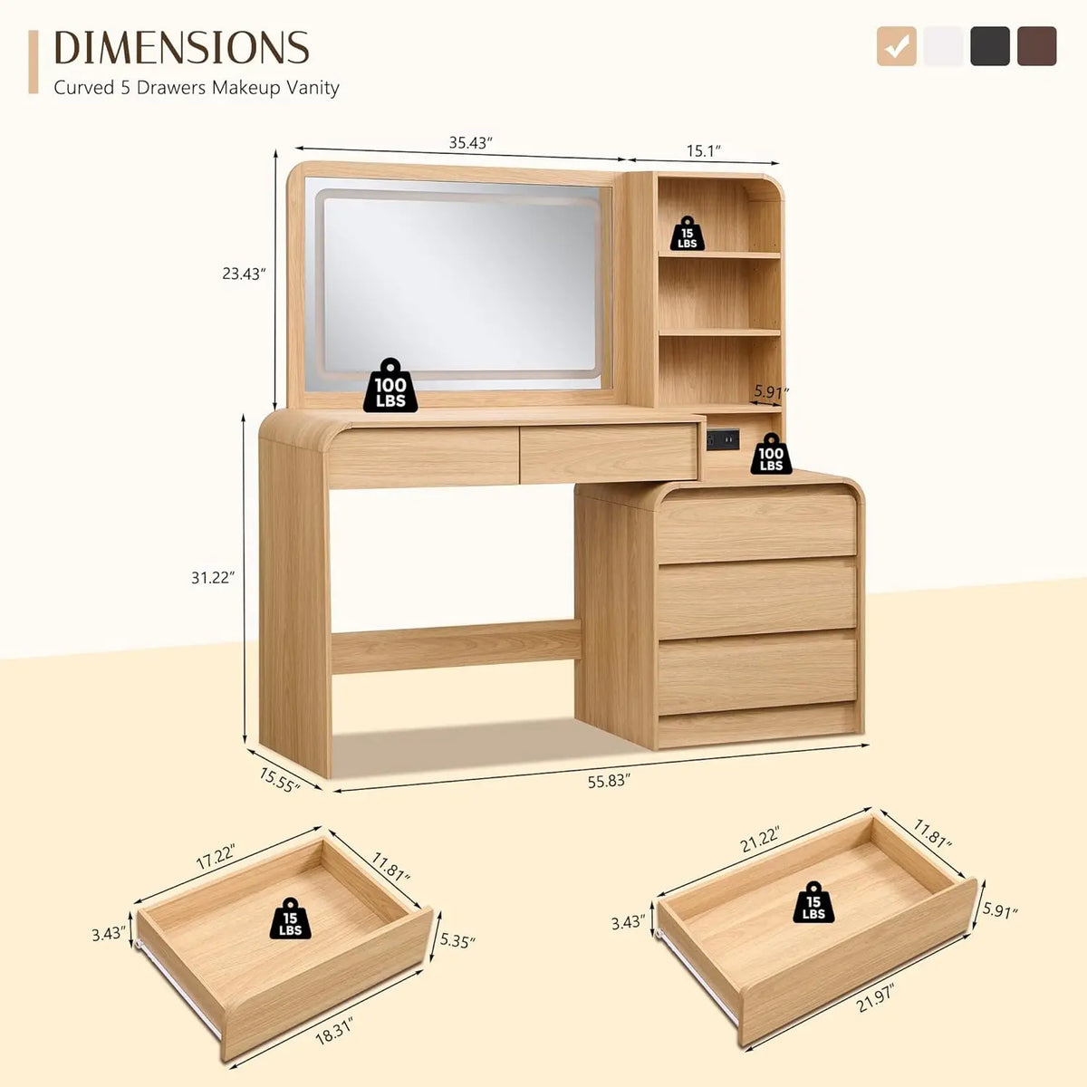 50 Modern Makeup Vanity Lighted 35 43 Mirror