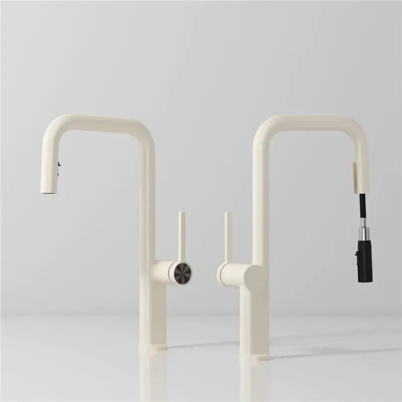 Brushed Gold Pull Out Faucets Brass Rose Gold