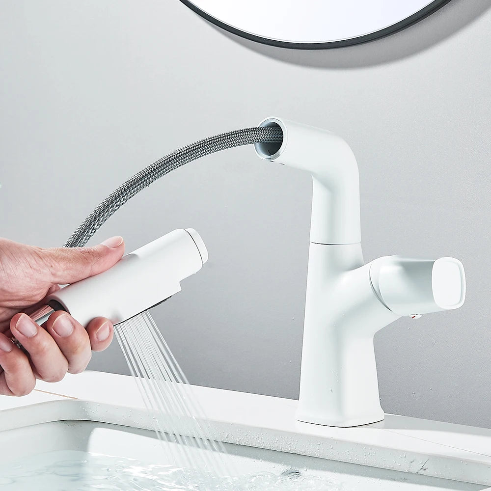 Bathroom Sink Faucet Lift Up Down Stream Sprayer