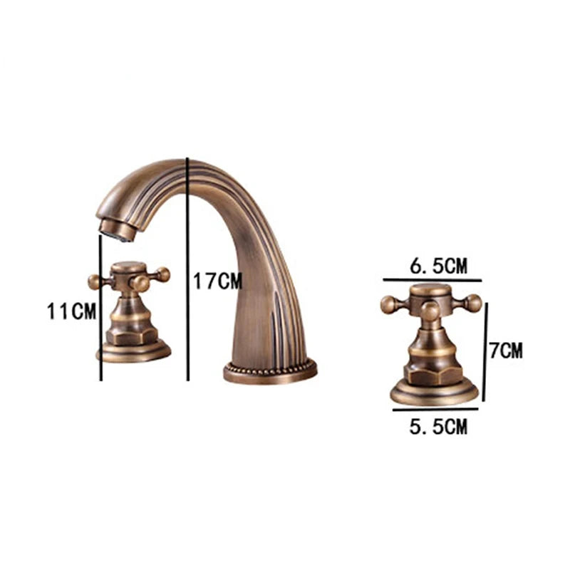 Basin Faucets 3pcs Antique Brass Classic Bathroom Sink