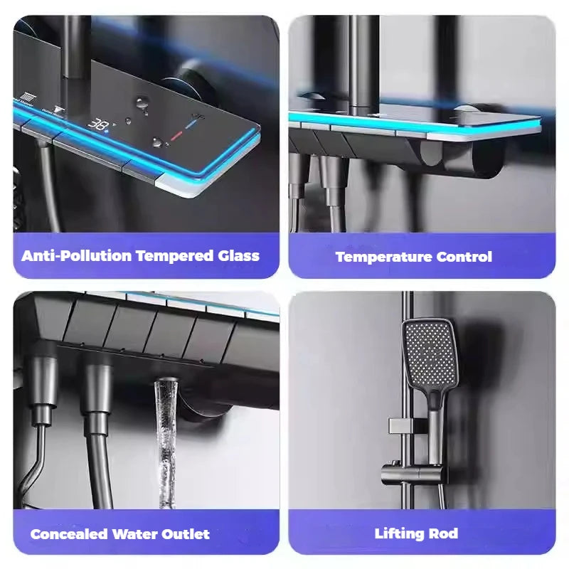 Cold Shower Shower Faucet System Digital Display Piano