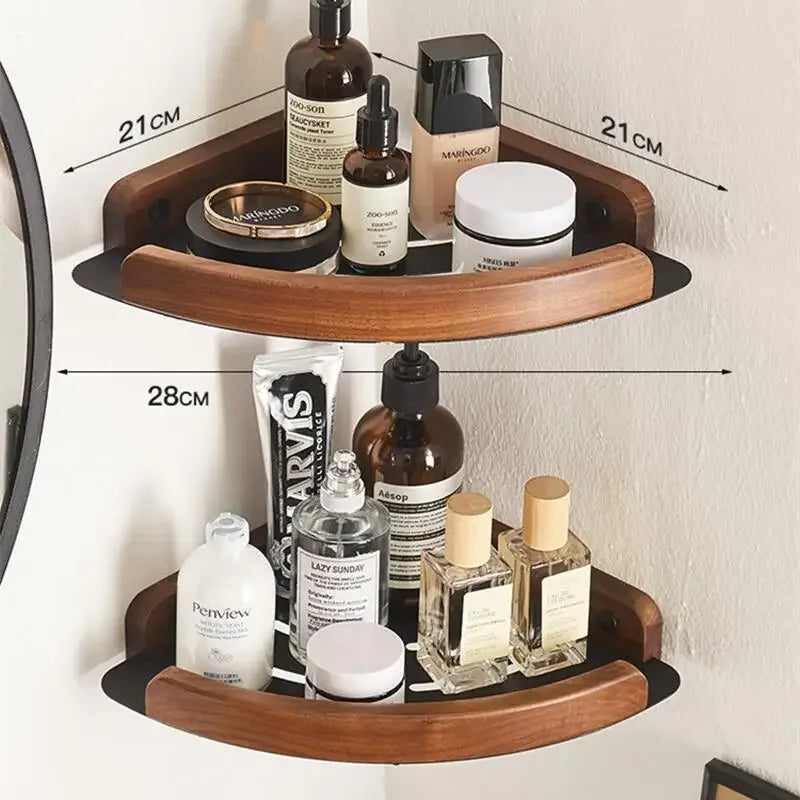 Walnut Wood Black Bathroom Hardware Bathroom Towel Rack