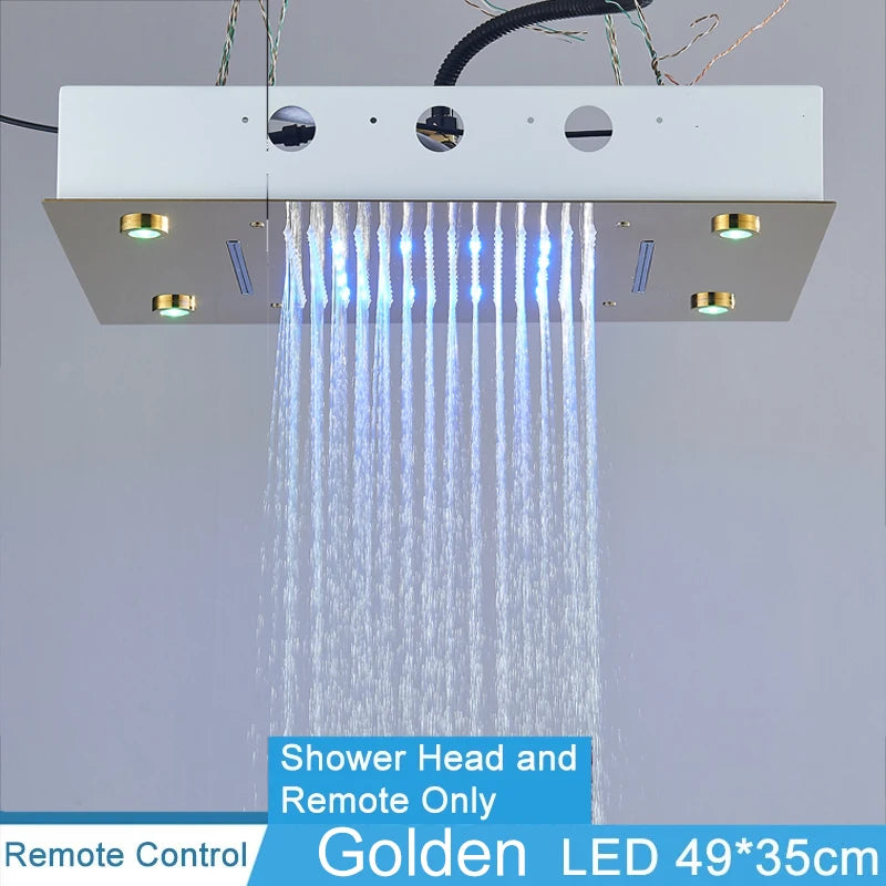 Shinesia Black Thermostat Rainfall Concealed Shower Led Hidden
