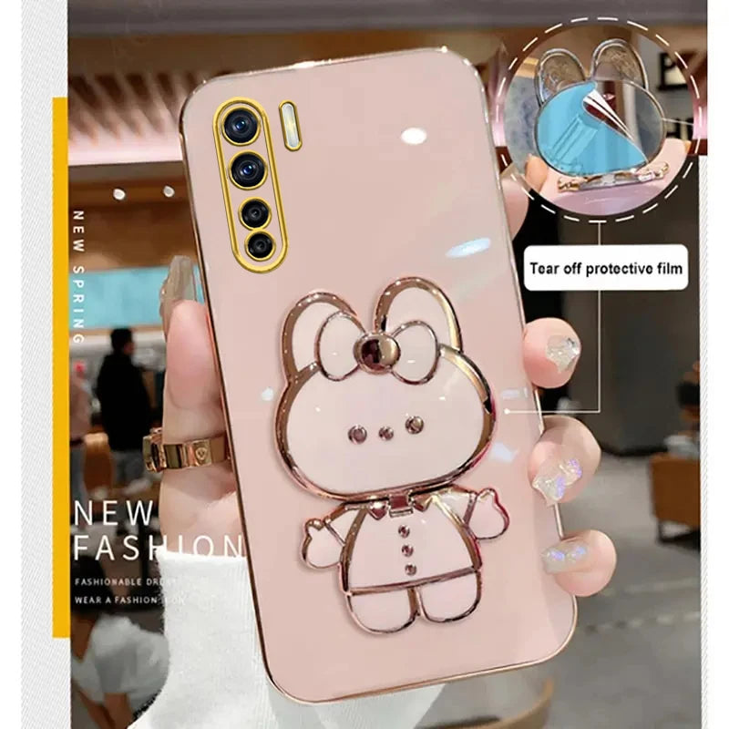 91 Makeup Mirror Cute Rabbit Phone Holder Case