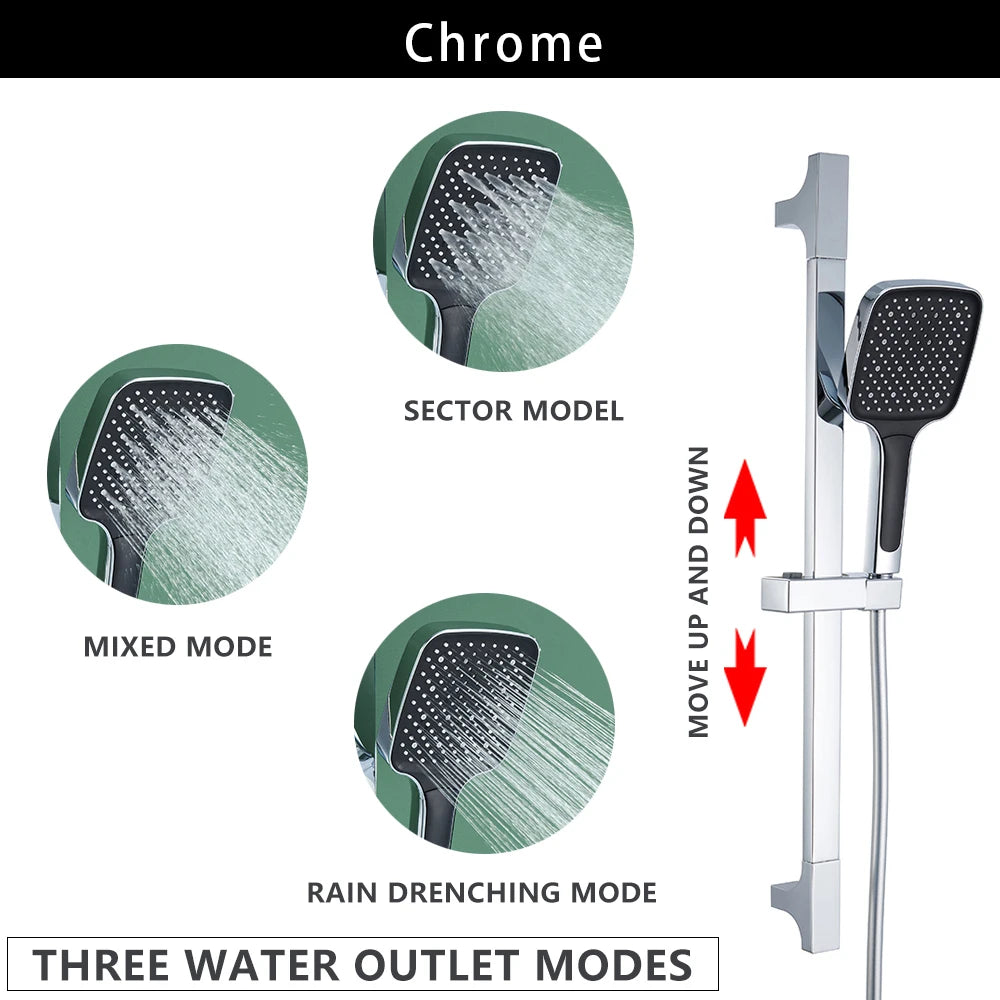 Wall Mounted Adjustable Slide Shower Bar Bathroom Shower