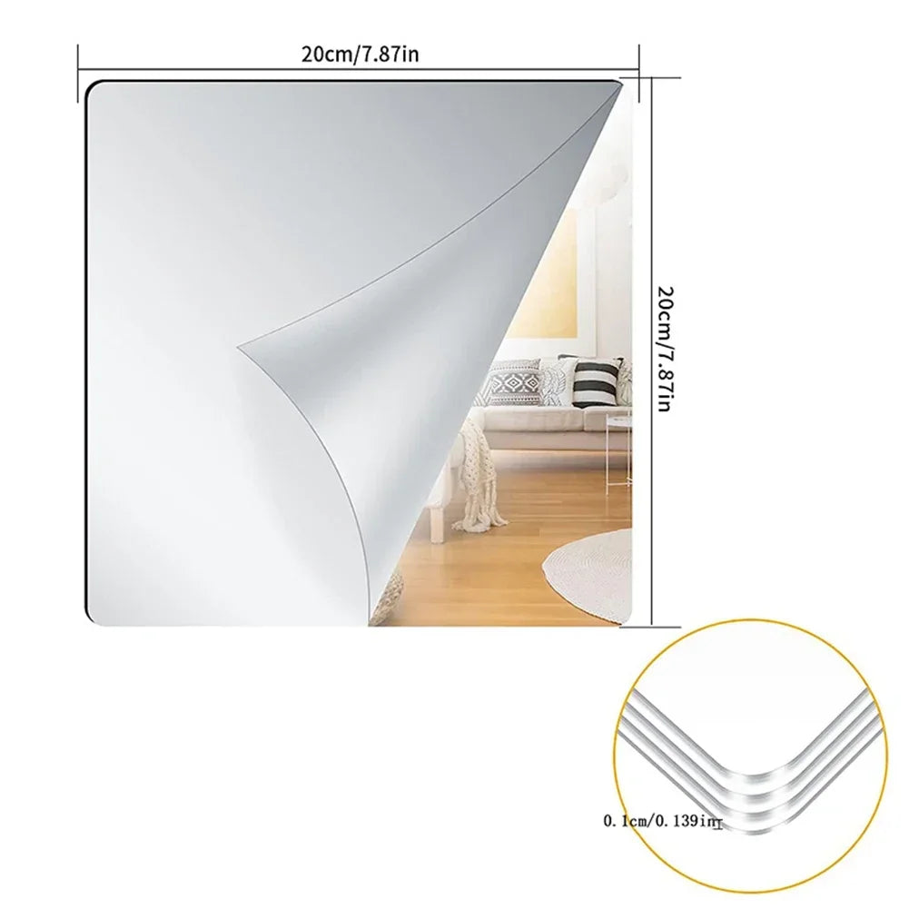 20x20cm Acrylic Flexible Mirror Sheets Mirror Wall Sticker