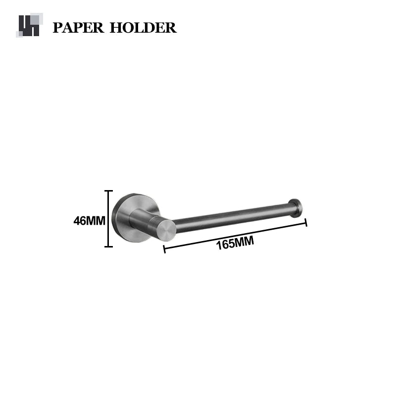 Grey Bathroom Hardware Kit Stainless Steel Round Wall