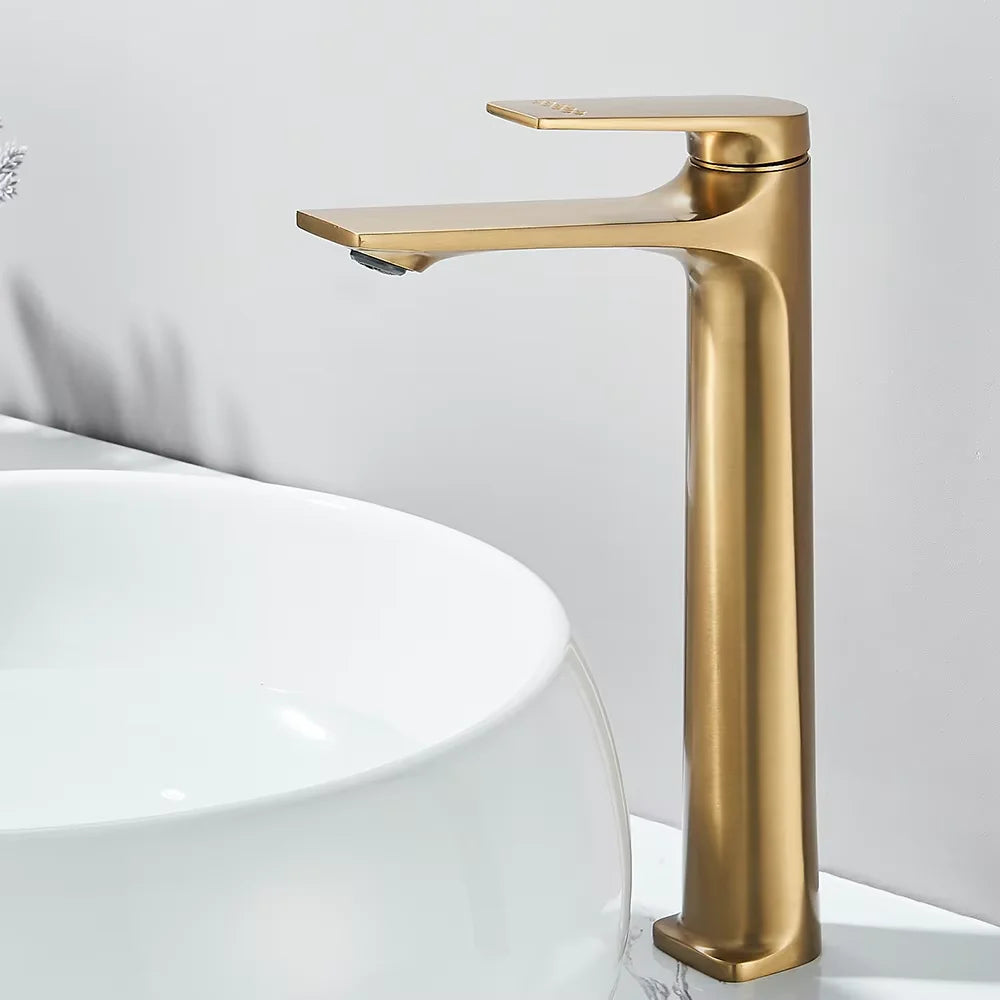 Brass Core Modern Bathroom Sink Faucet Handle Deck