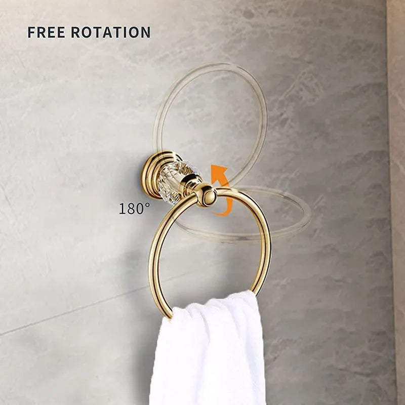 Pieces Gold Bathroom Sets Brass&Crystal Retractable Towel Bar