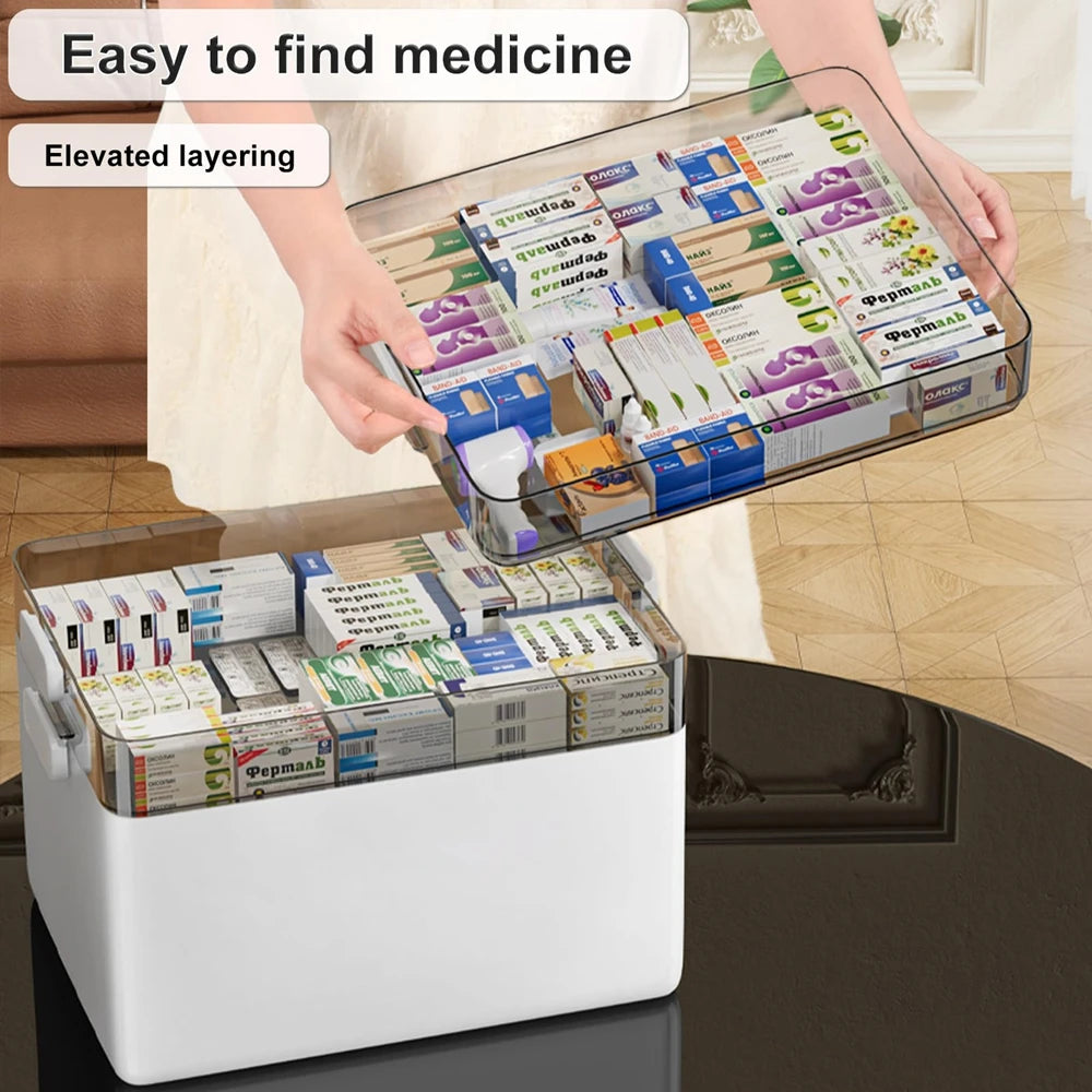 Tier Medicine Organizer - Medicine Cabinet Leather Handle