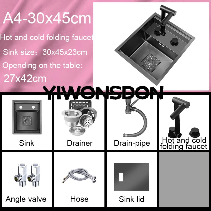 Nano Hidden Bar Sink Black Folding Faucet Mini