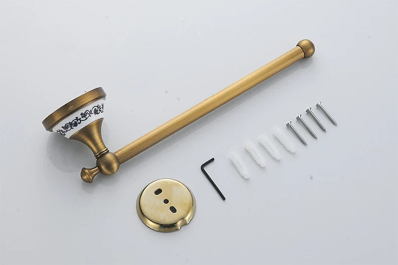 Antique Brass 2pc Bathroom Bronze Dispenser Towel Rod