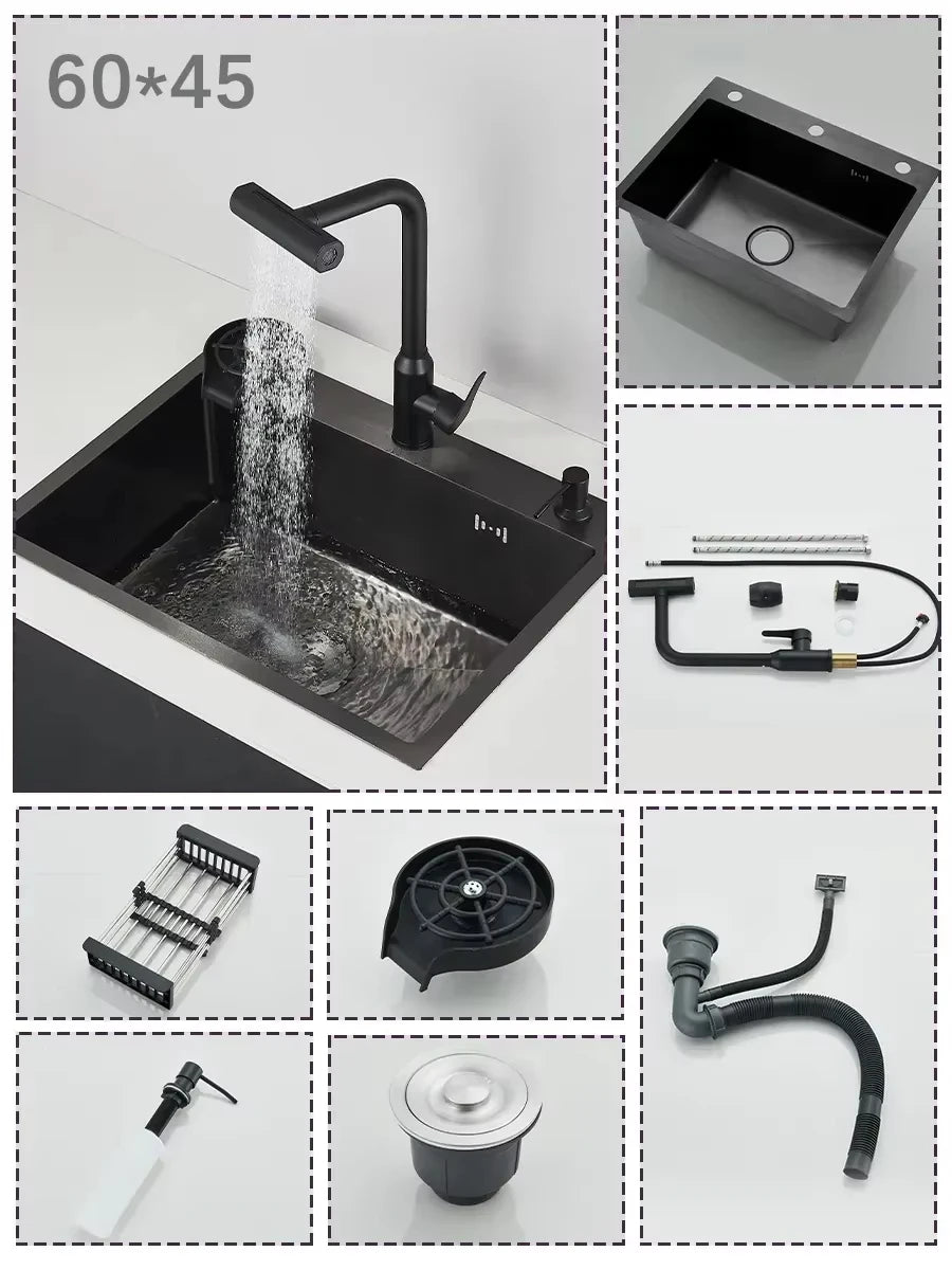 304 Stainless Steel Waterfall Sink Large Slot Integrated