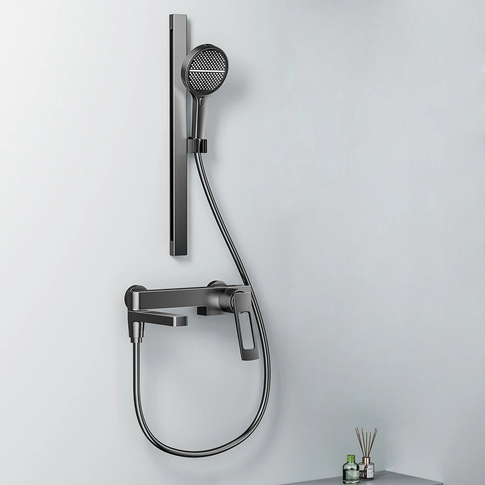 Black Waterfall Bathtub Shower Faucets Wall Mount Shower