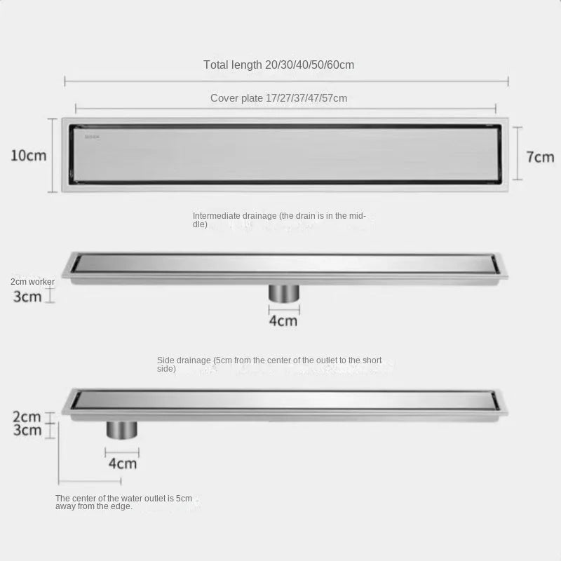 Luxury Hidden 304 Stainless Steel Rectangular Floor Drain