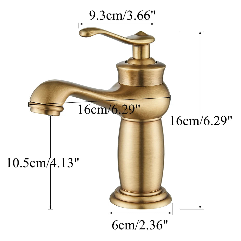 Luxurious Antique Bathroom Basin Faucet Brass Deck Mounted