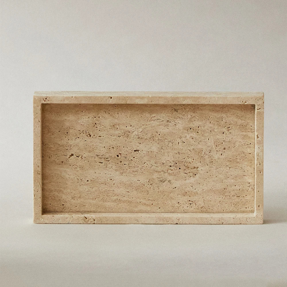 Travertine Stone Bathroom Vanity Tray Cosmetic Perfume Natural