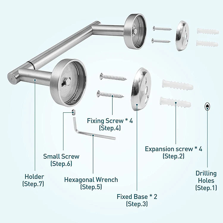 Stainless Steel Toilet Paper Holder Wall Mounted Toilet