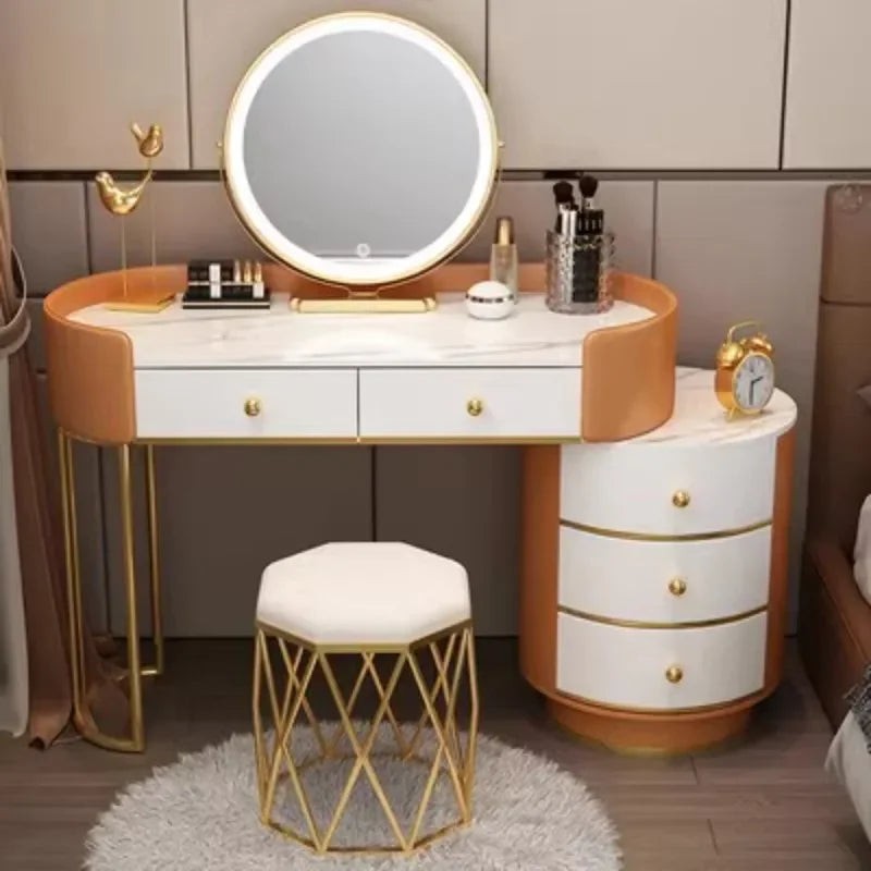 Pink White Vanity Table Women Luxury Nail European