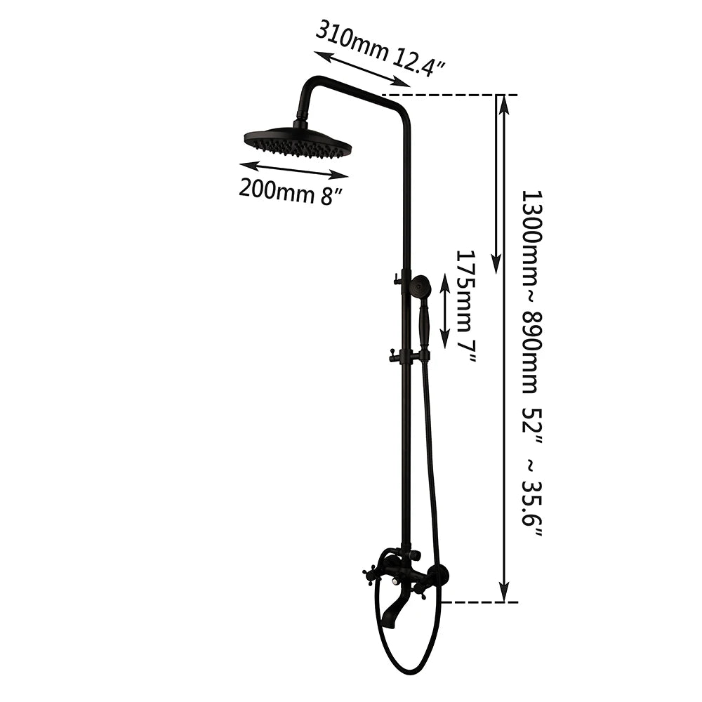 Kemaidi Bathroom Black Shower Wall Mounted Rainfall Shower