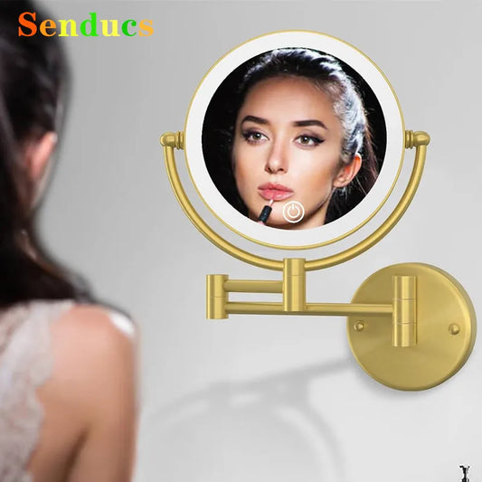 10x Magnifying Led Folding Bathroom Mirrors Walll Mounted