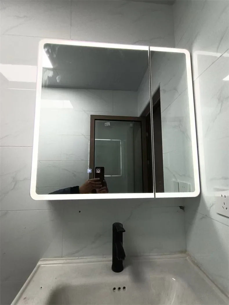Arc-Shaped Smart Bathroom Mirror Cabinet Wall-Mounted Bathroom