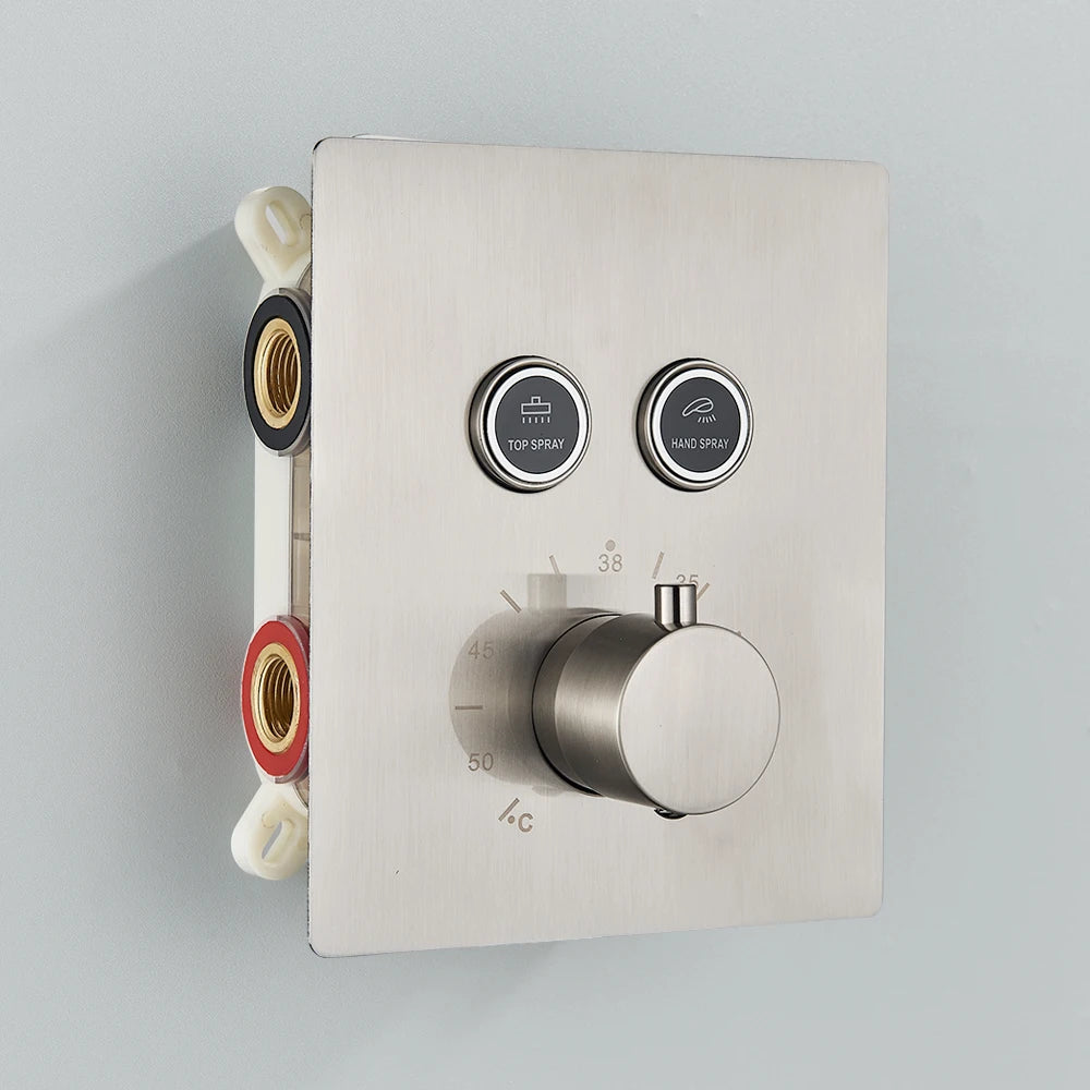 Matte Black Way Thermostatic Mixer Valve Bathroom Concealed