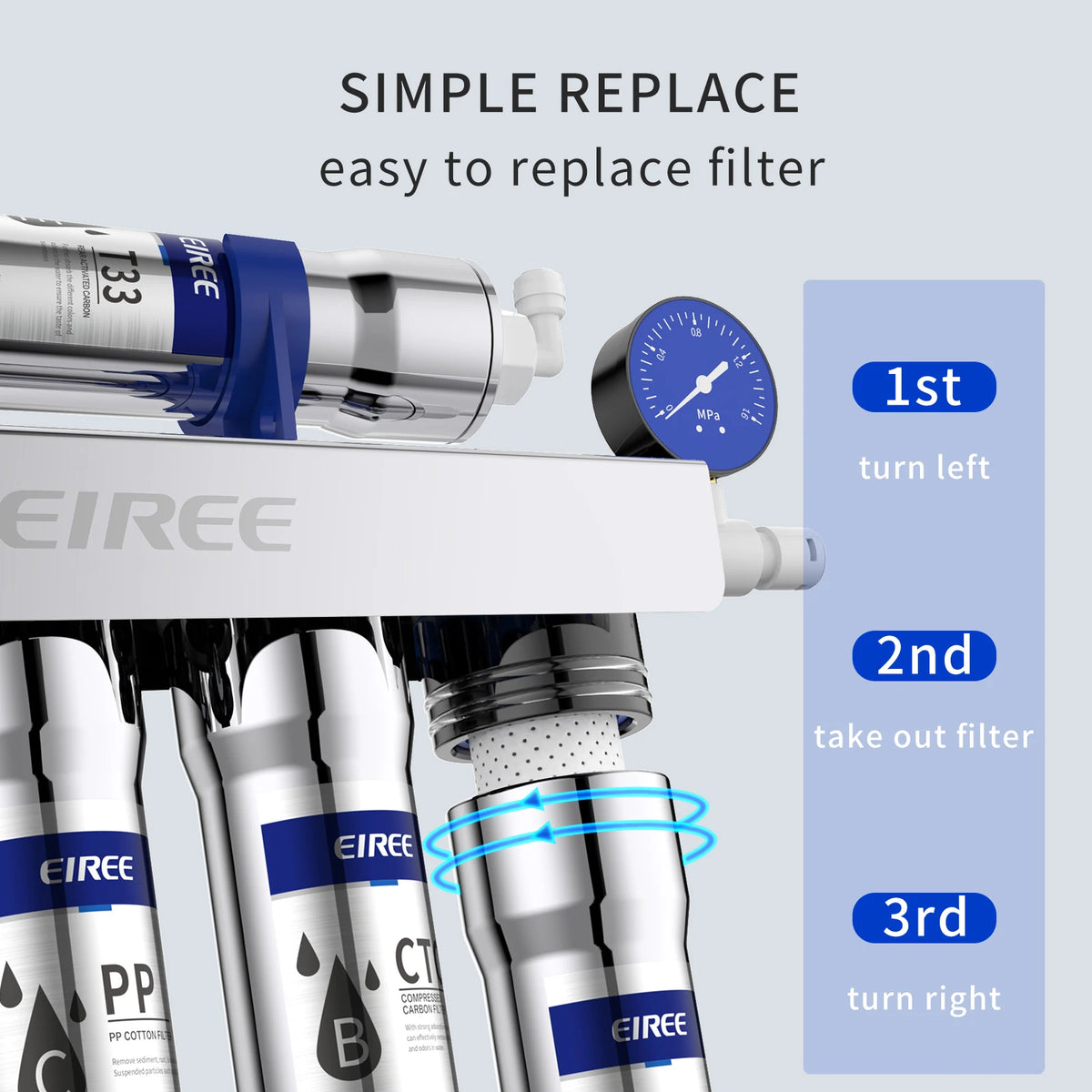 Eiree Upgrade Stage Water Purifier Stainless Steel