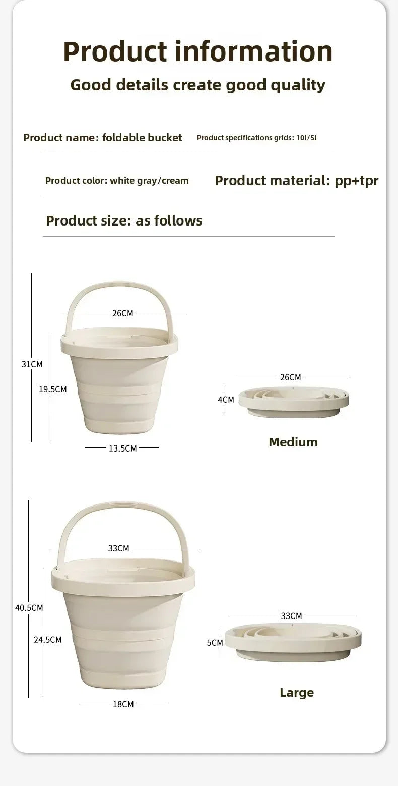 Folding Bucket 5/10l Outdoor Fishing Bucket Compact Thickened