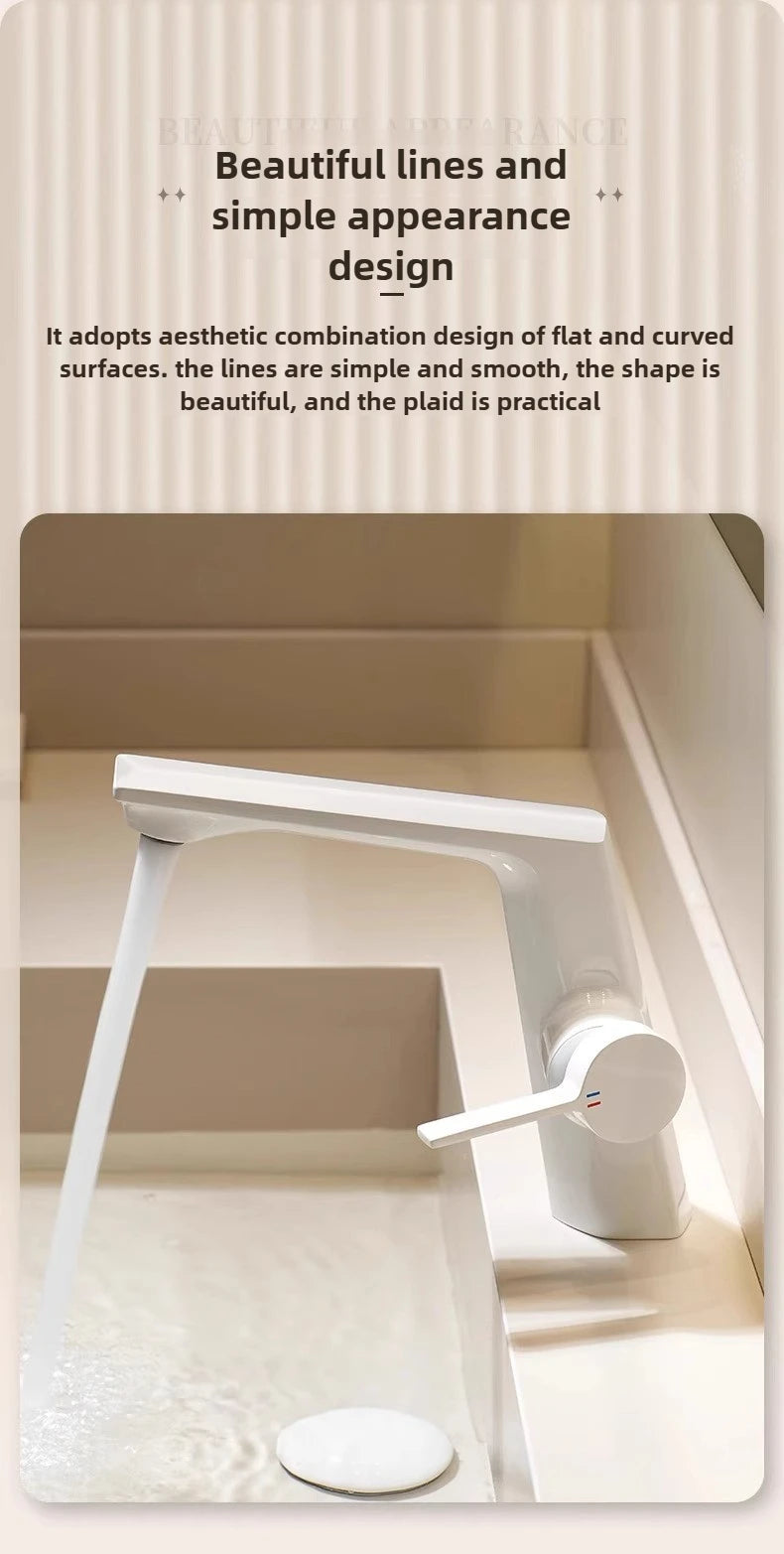 Modern Bathroom Sink Faucet Brass White Or Brushed