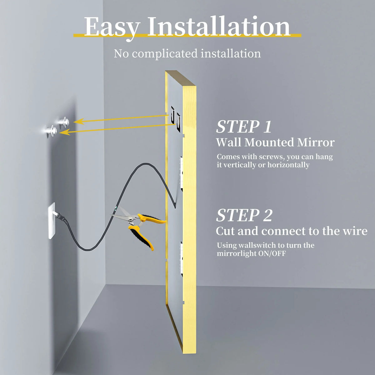 Led Bathroom Vanity Mirror Gold Frame Front Lighted